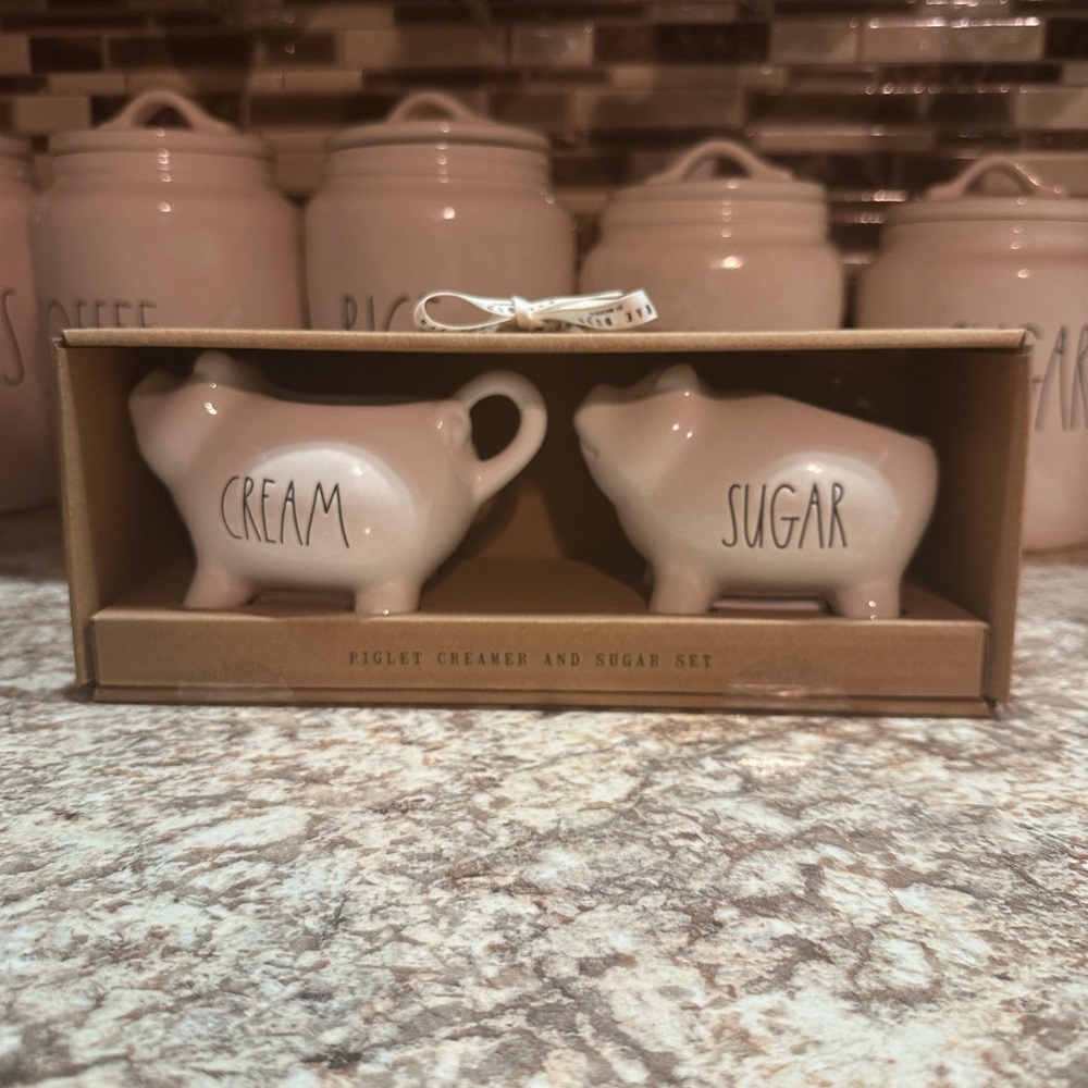 Rae Dunn White Piglet Creamer and Sugar Set-NIB
